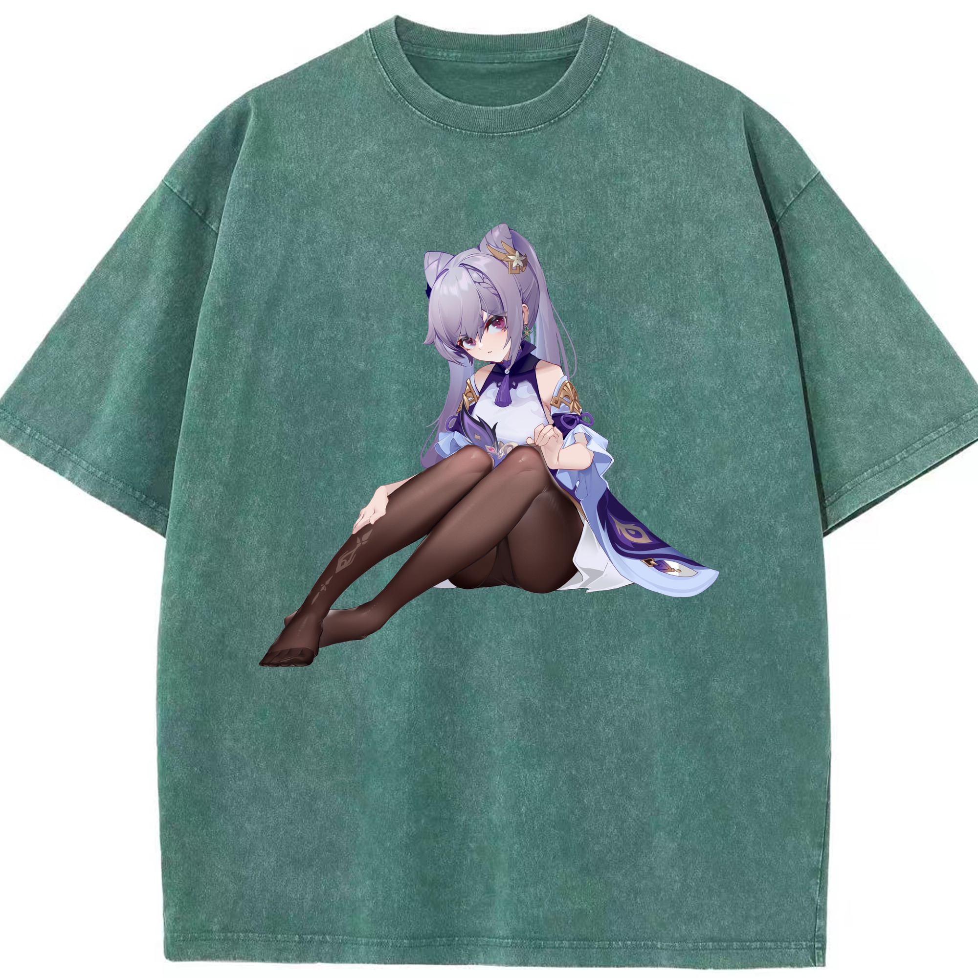 げんし神 刻晴 こくせい genshin Kokusei 綿100% ヴィンテージ風 半袖Tシャツ（フロントプリント）